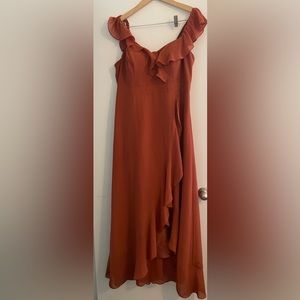 Rust color bridesmaids dress revelry size 18
